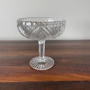 Vintage Dessert Dish, Glass Pedestal Candy Dish or Dessert Dish 5.5" H x 5" W